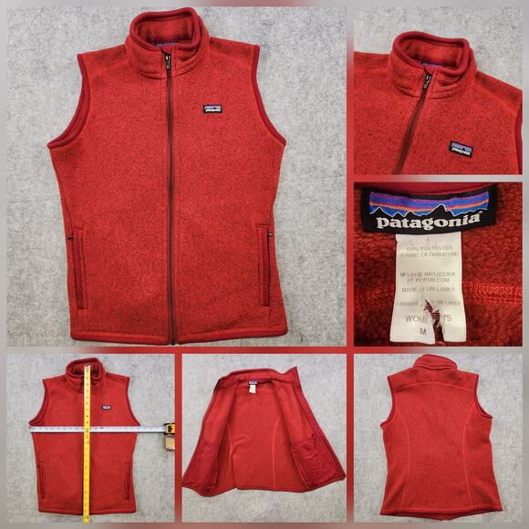 Patagonia Vest Womens Medium Red Heather Better Sweater Fleece Full Zip 25885 - Picture 1 of 12